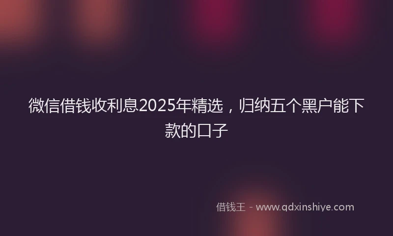 微信借钱收利息2025年精选，归纳五个黑户能下款的口子