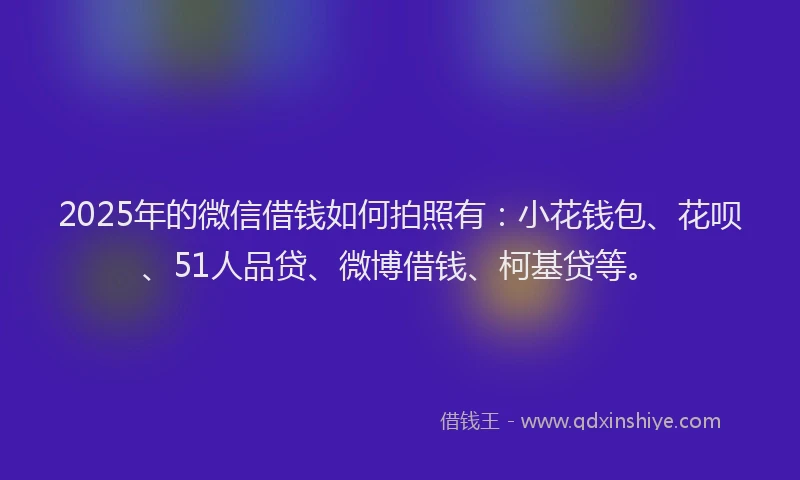 2025年的微信借钱如何拍照有：小花钱包、花呗、51人品贷、微博借钱、柯基贷等。