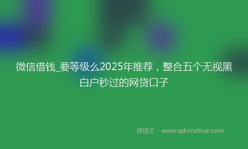 微信借钱_要等级么2025年推荐，整合五个无视黑白户秒过的网贷口子