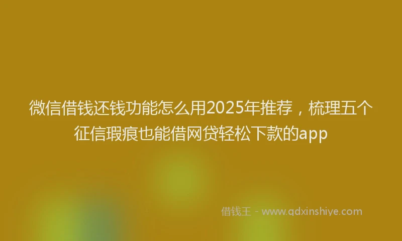 微信借钱还钱功能怎么用2025年推荐，梳理五个征信瑕疵也能借网贷轻松下款的app