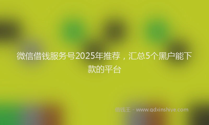 微信借钱服务号2025年推荐，汇总5个黑户能下款的平台