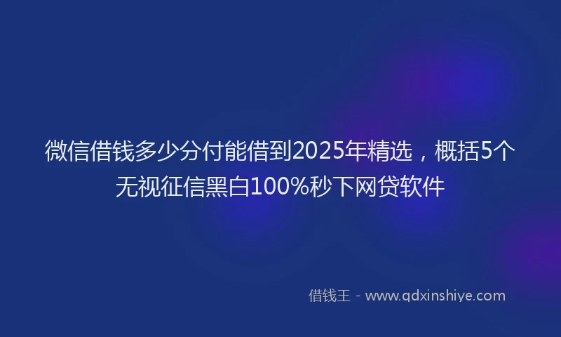 微信借钱多少分付能借到2025年精选，概括5个无视征信黑白100%秒下网贷软件