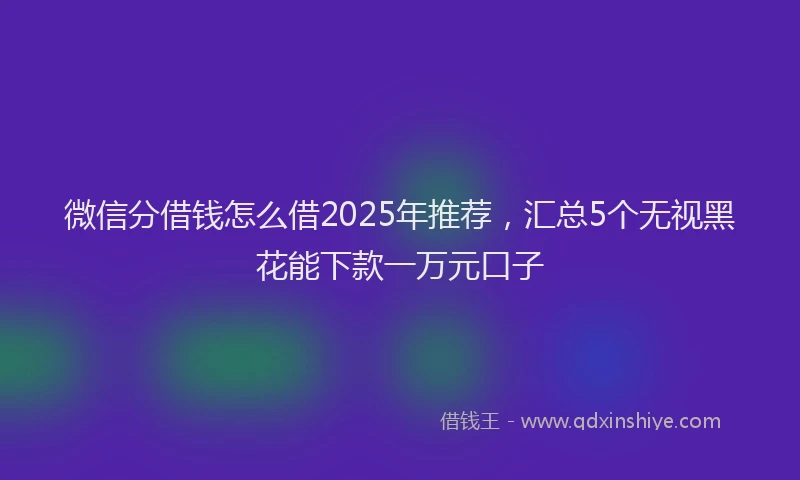 微信分借钱怎么借2025年推荐，汇总5个无视黑花能下款一万元口子