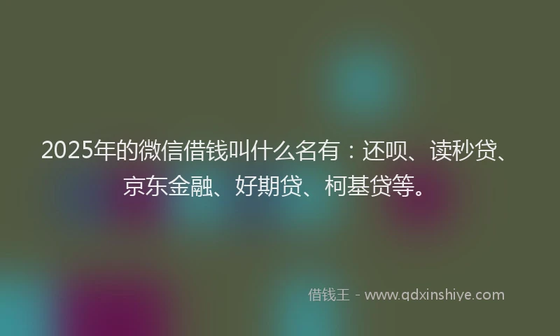 2025年的微信借钱叫什么名有：还呗、读秒贷、京东金融、好期贷、柯基贷等。