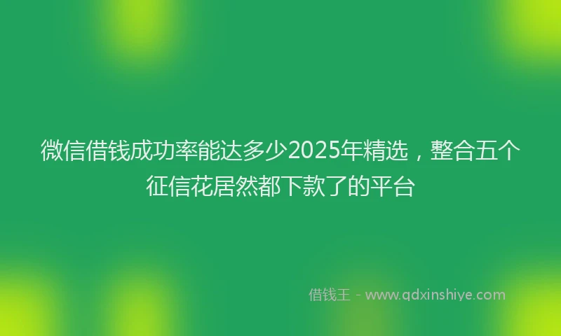 微信借钱成功率能达多少2025年精选，整合五个征信花居然都下款了的平台
