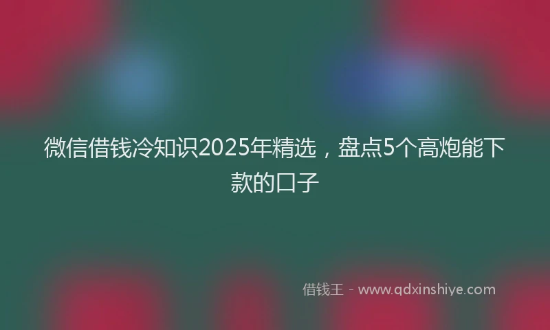 微信借钱冷知识2025年精选，盘点5个高炮能下款的口子