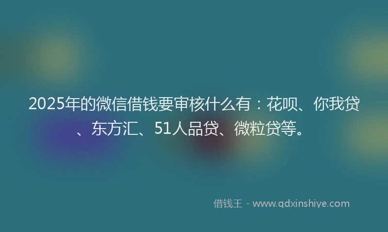 2025年的微信借钱要审核什么有：花呗、你我贷、东方汇、51人品贷、微粒贷等。