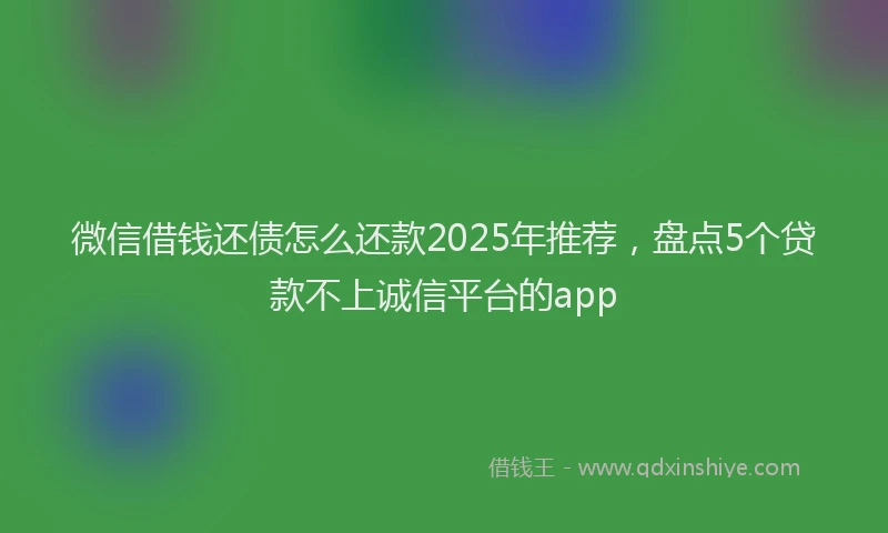 微信借钱还债怎么还款2025年推荐，盘点5个贷款不上诚信平台的app