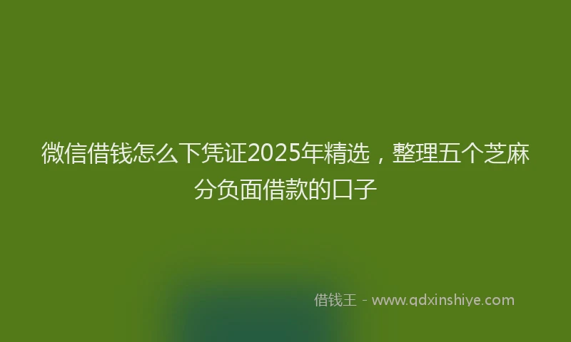 微信借钱怎么下凭证2025年精选，整理五个芝麻分负面借款的口子