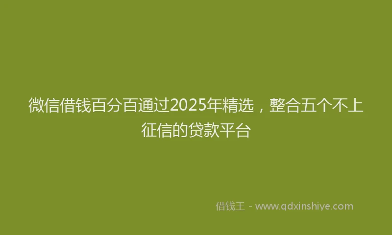 微信借钱百分百通过2025年精选，整合五个不上征信的贷款平台