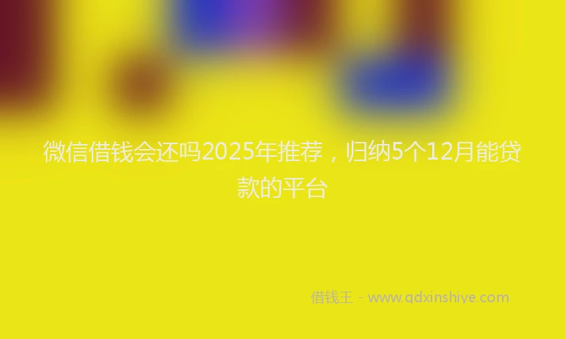微信借钱会还吗2025年推荐，归纳5个12月能贷款的平台