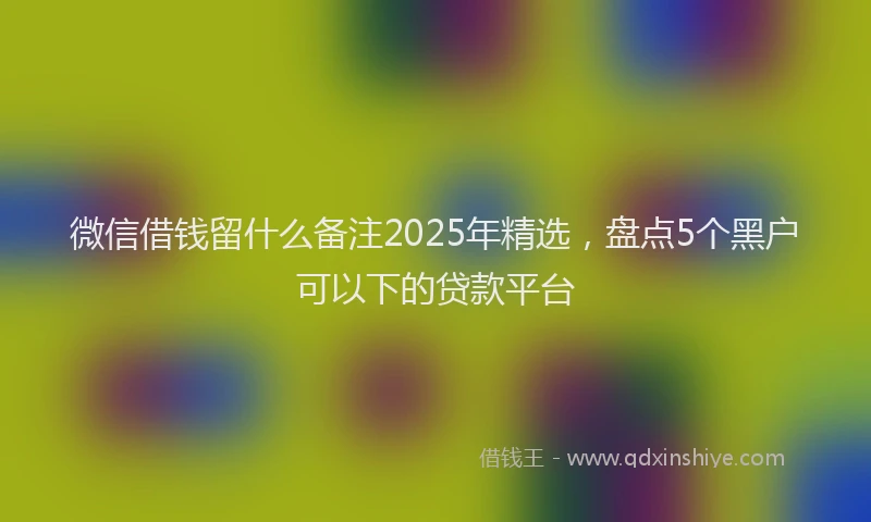 微信借钱留什么备注2025年精选，盘点5个黑户可以下的贷款平台