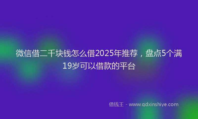 微信借二千块钱怎么借2025年推荐，盘点5个满19岁可以借款的平台