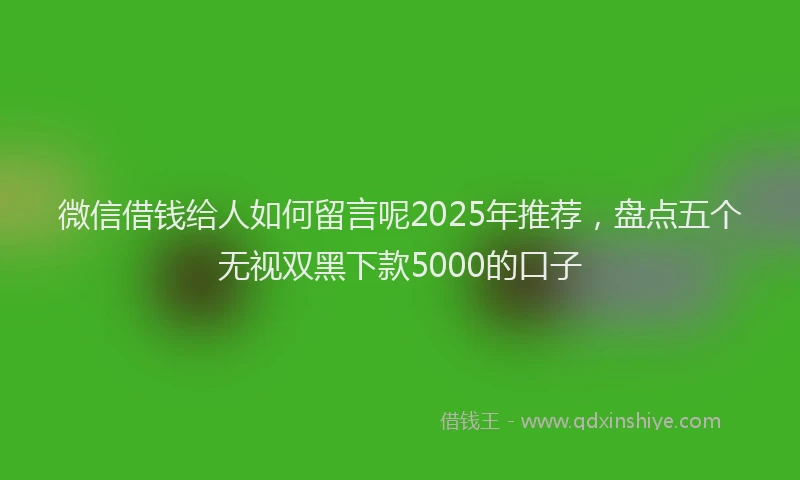 微信借钱给人如何留言呢2025年推荐，盘点五个无视双黑下款5000的口子