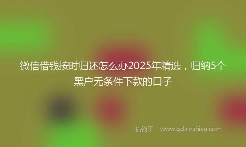 微信借钱按时归还怎么办2025年精选，归纳5个黑户无条件下款的口子