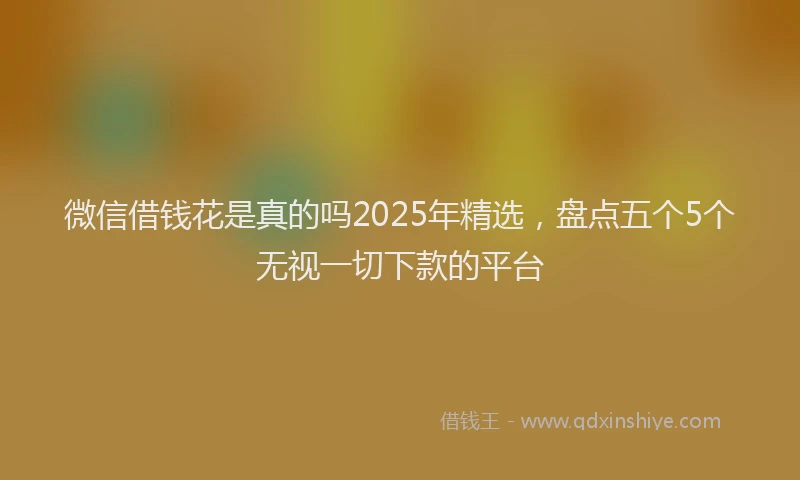 微信借钱花是真的吗2025年精选，盘点五个5个无视一切下款的平台