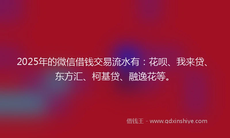 2025年的微信借钱交易流水有：花呗、我来贷、东方汇、柯基贷、融逸花等。