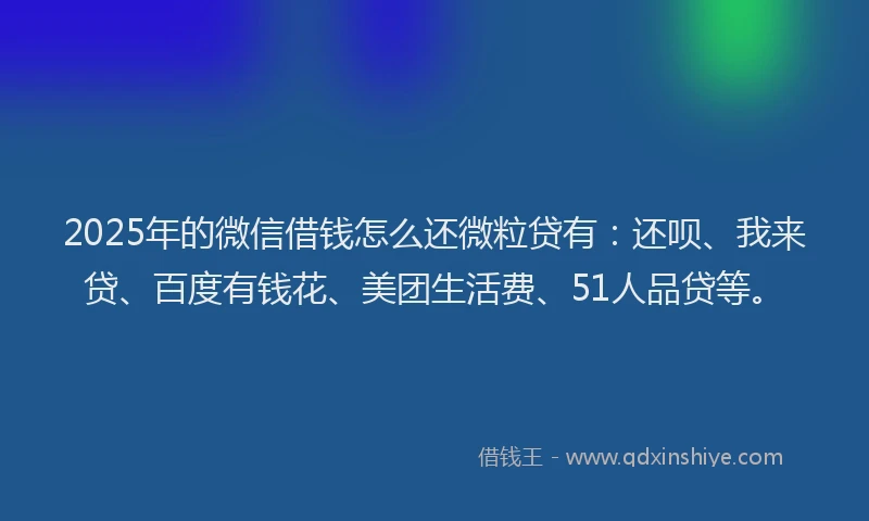 2025年的微信借钱怎么还微粒贷有：还呗、我来贷、百度有钱花、美团生活费、51人品贷等。