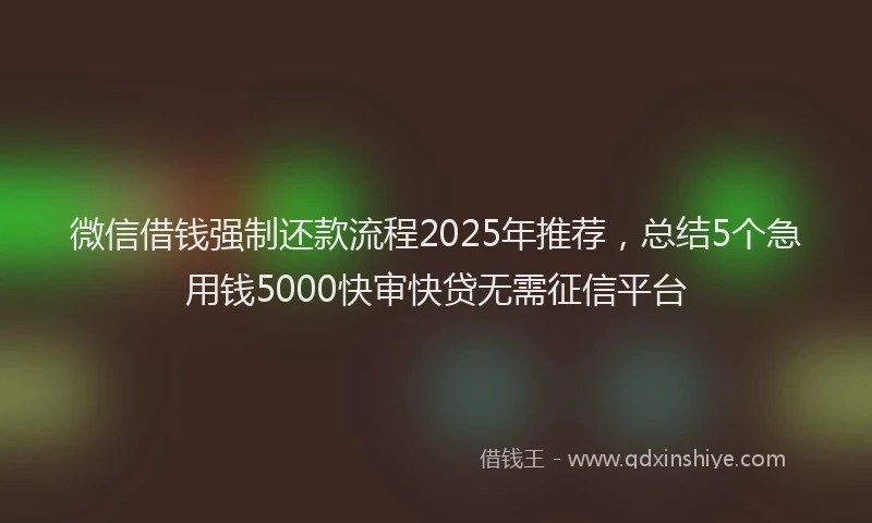 微信借钱强制还款流程2025年推荐，总结5个急用钱5000快审快贷无需征信平台