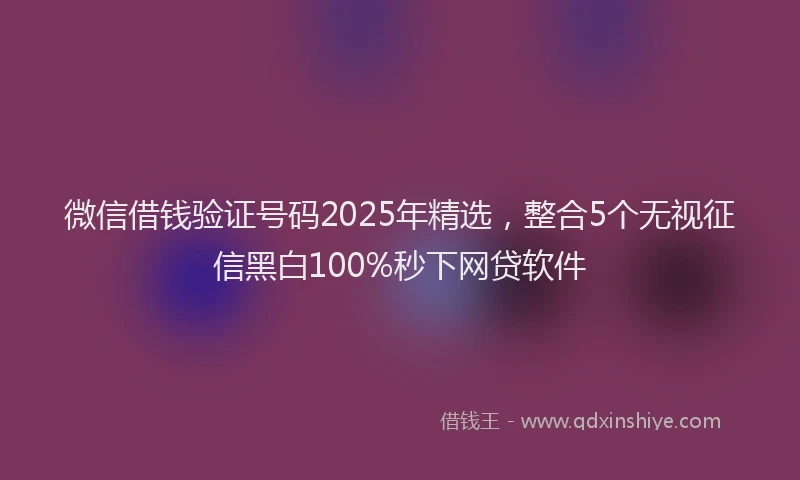 微信借钱验证号码2025年精选，整合5个无视征信黑白100%秒下网贷软件