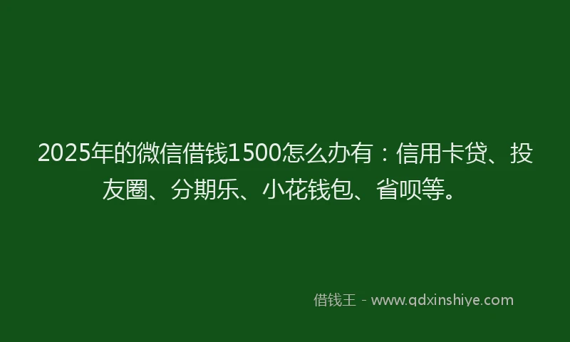 2025年的微信借钱1500怎么办有：信用卡贷、投友圈、分期乐、小花钱包、省呗等。