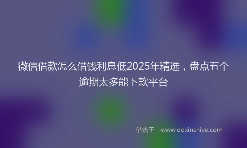 微信借款怎么借钱利息低2025年精选，盘点五个逾期太多能下款平台