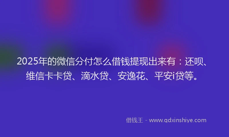 2025年的微信分付怎么借钱提现出来有：还呗、维信卡卡贷、滴水贷、安逸花、平安i贷等。