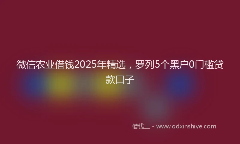 微信农业借钱2025年精选，罗列5个黑户0门槛贷款口子