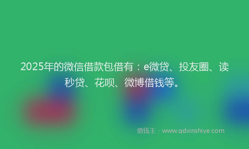2025年的微信借款包借有：e微贷、投友圈、读秒贷、花呗、微博借钱等。