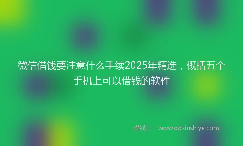 微信借钱要注意什么手续2025年精选，概括五个手机上可以借钱的软件