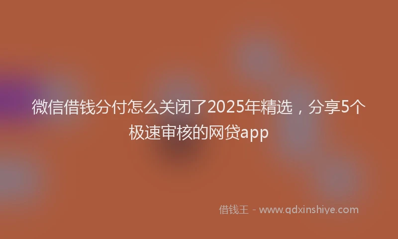 微信借钱分付怎么关闭了2025年精选，分享5个极速审核的网贷app