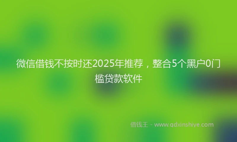 微信借钱不按时还2025年推荐，整合5个黑户0门槛贷款软件