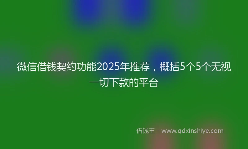 微信借钱契约功能2025年推荐，概括5个5个无视一切下款的平台
