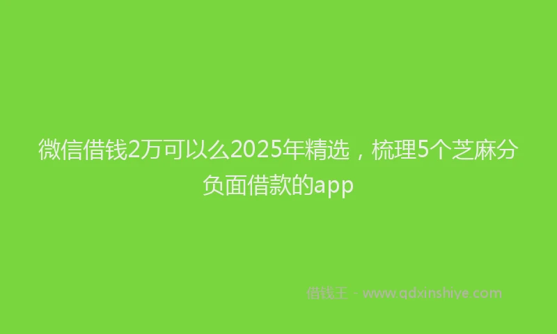 微信借钱2万可以么2025年精选，梳理5个芝麻分负面借款的app