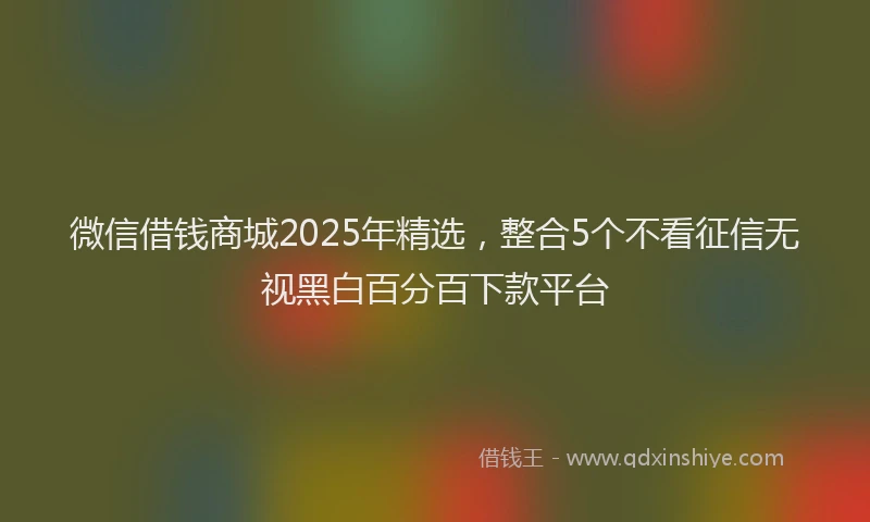 微信借钱商城2025年精选，整合5个不看征信无视黑白百分百下款平台