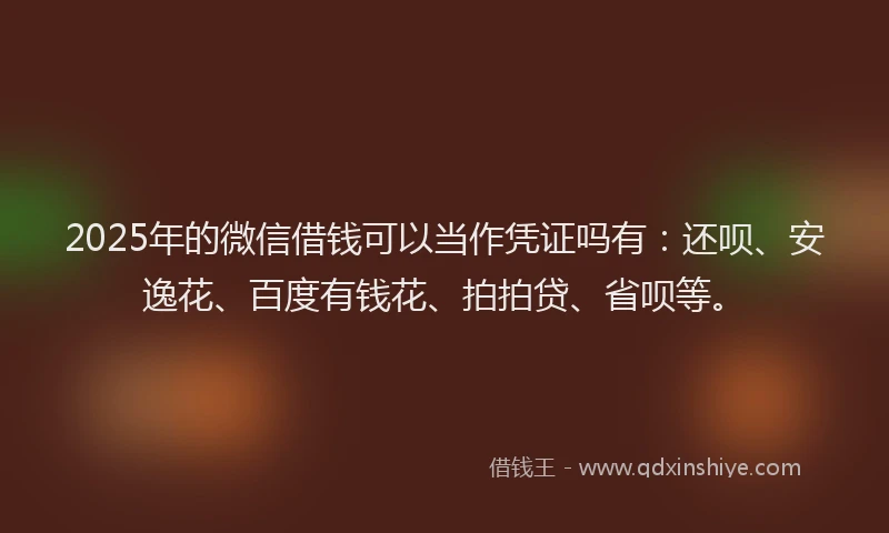 2025年的微信借钱可以当作凭证吗有：还呗、安逸花、百度有钱花、拍拍贷、省呗等。
