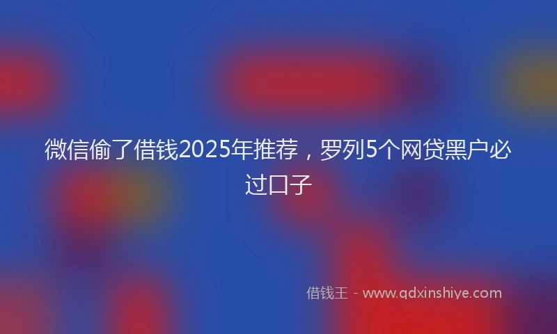 微信偷了借钱2025年推荐，罗列5个网贷黑户必过口子