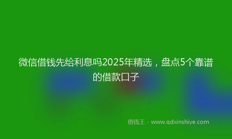 微信借钱先给利息吗2025年精选，盘点5个靠谱的借款口子