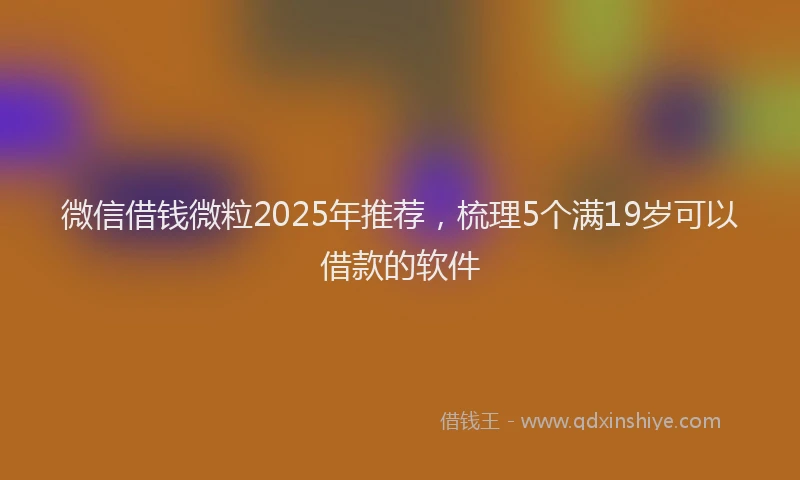 微信借钱微粒2025年推荐，梳理5个满19岁可以借款的软件