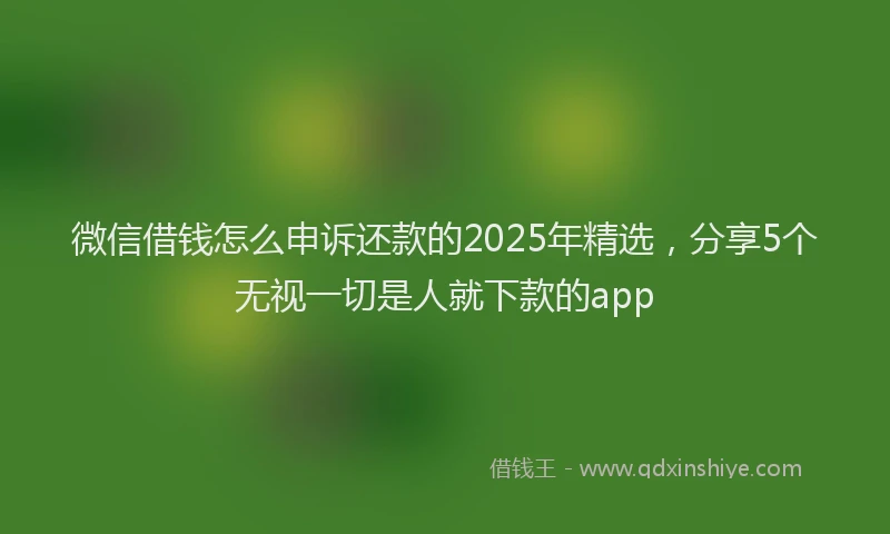 微信借钱怎么申诉还款的2025年精选，分享5个无视一切是人就下款的app