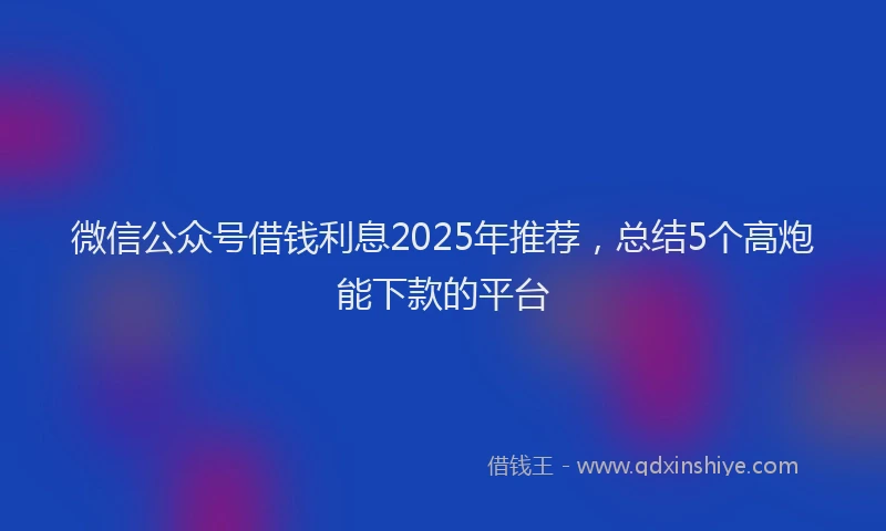 微信公众号借钱利息2025年推荐，总结5个高炮能下款的平台