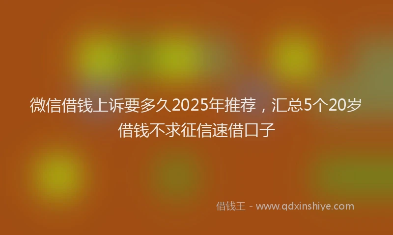 微信借钱上诉要多久2025年推荐，汇总5个20岁借钱不求征信速借口子