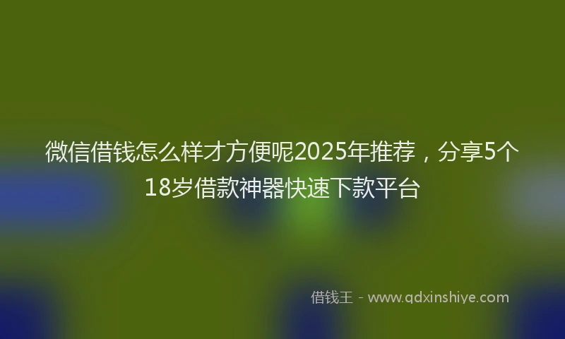 微信借钱怎么样才方便呢2025年推荐，分享5个18岁借款神器快速下款平台