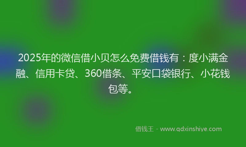 2025年的微信借小贝怎么免费借钱有：度小满金融、信用卡贷、360借条、平安口袋银行、小花钱包等。