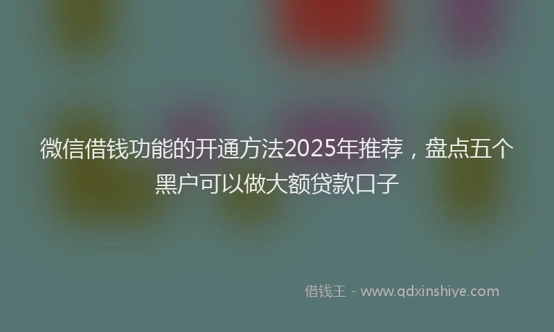微信借钱功能的开通方法2025年推荐，盘点五个黑户可以做大额贷款口子