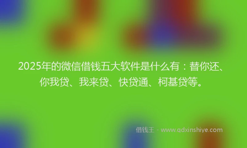 2025年的微信借钱五大软件是什么有：替你还、你我贷、我来贷、快贷通、柯基贷等。