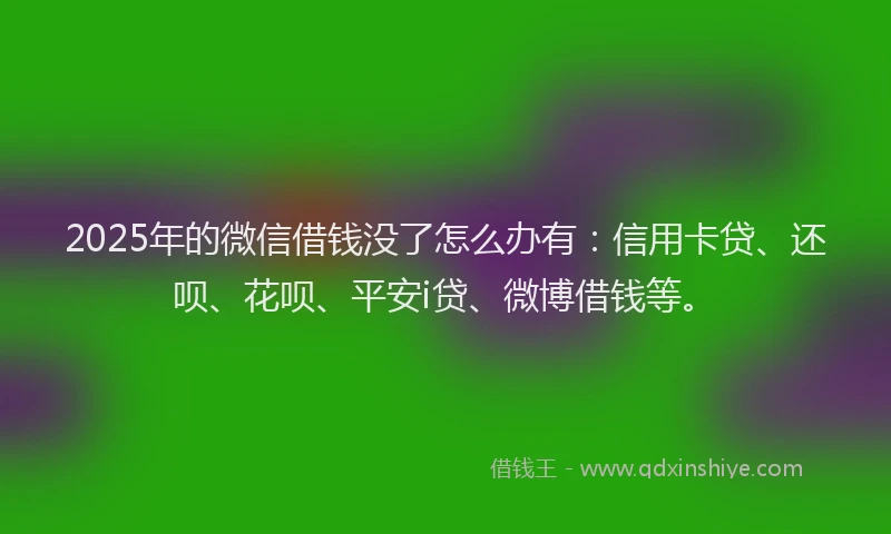2025年的微信借钱没了怎么办有：信用卡贷、还呗、花呗、平安i贷、微博借钱等。