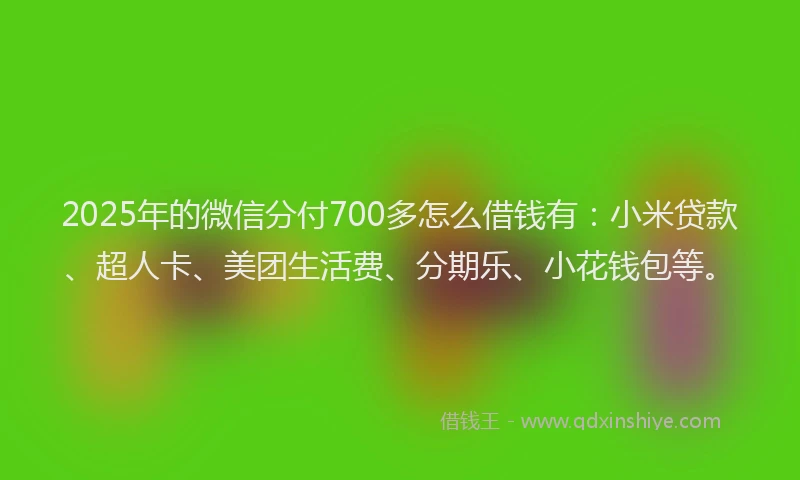 2025年的微信分付700多怎么借钱有：小米贷款、超人卡、美团生活费、分期乐、小花钱包等。