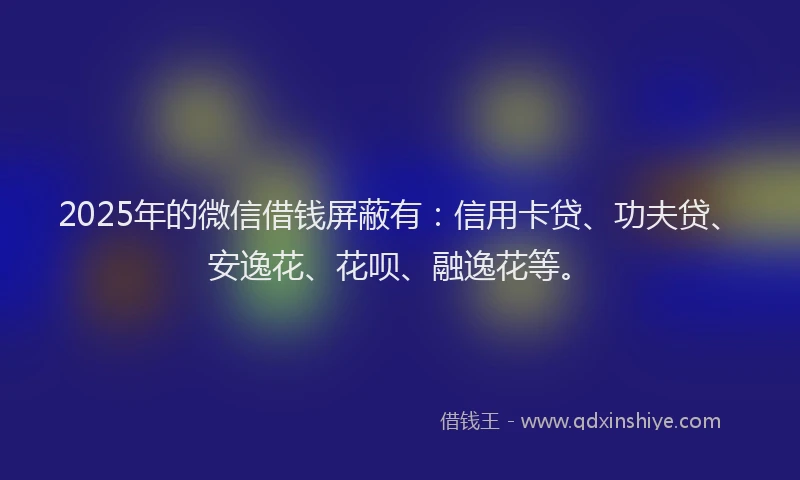 2025年的微信借钱屏蔽有：信用卡贷、功夫贷、安逸花、花呗、融逸花等。