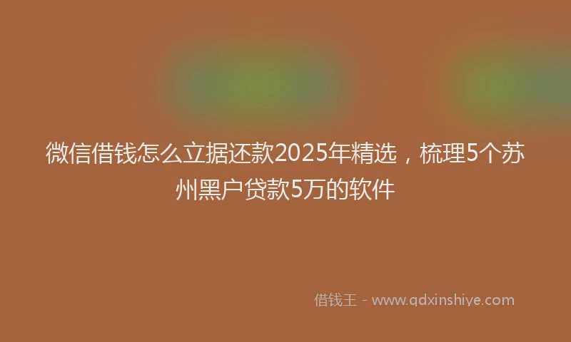 微信借钱怎么立据还款2025年精选，梳理5个苏州黑户贷款5万的软件